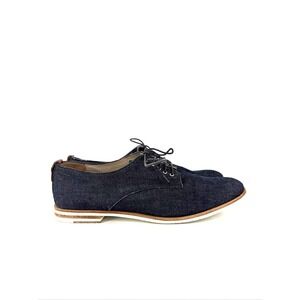 AGL Denim Oxford Shoes Womens 9 EU 39 Blue Leather Trim Lace Up Italian Derby